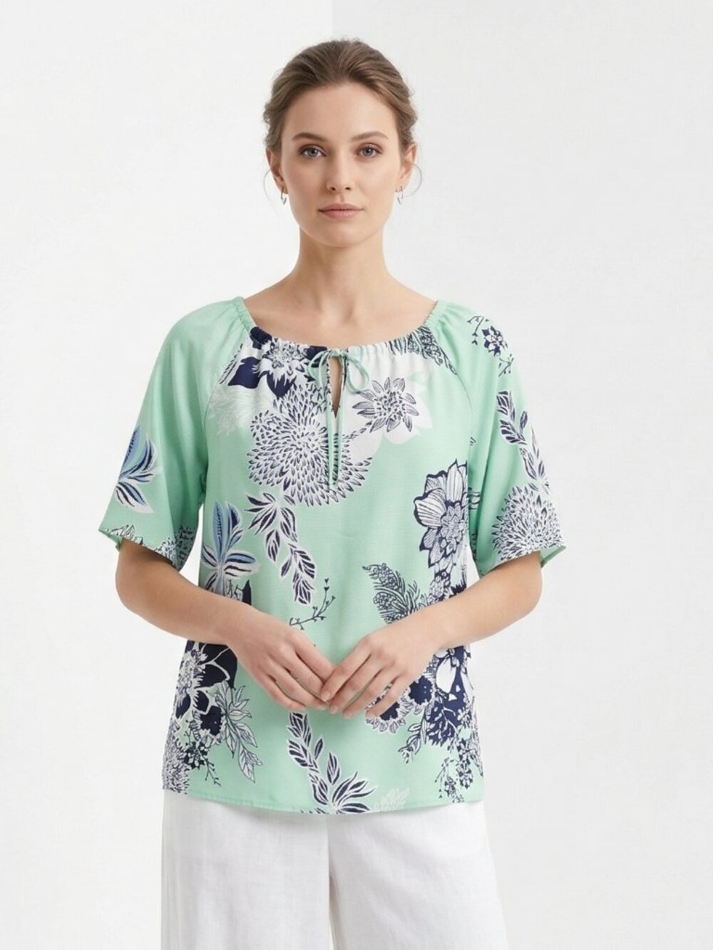 Unbranded Blouse Green Floral Casual Festival Coastal 1XL